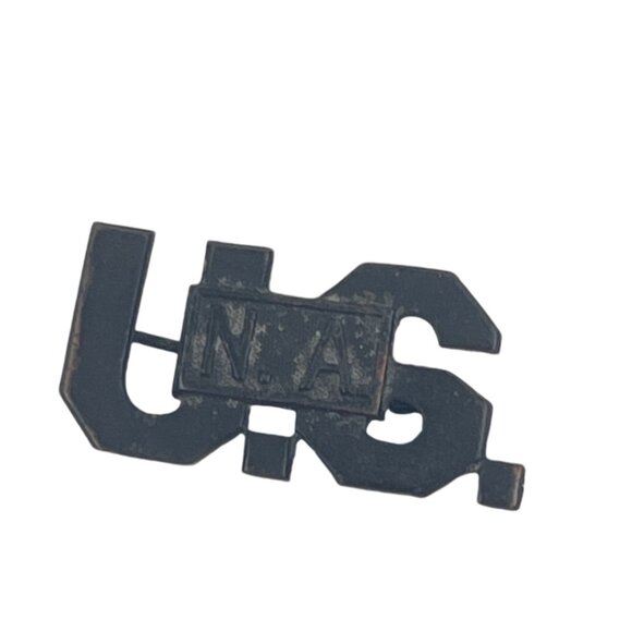 Vintage U.S. Navy Collar Insignia Pin Black Metal Military Badge - Picture 8 of 8